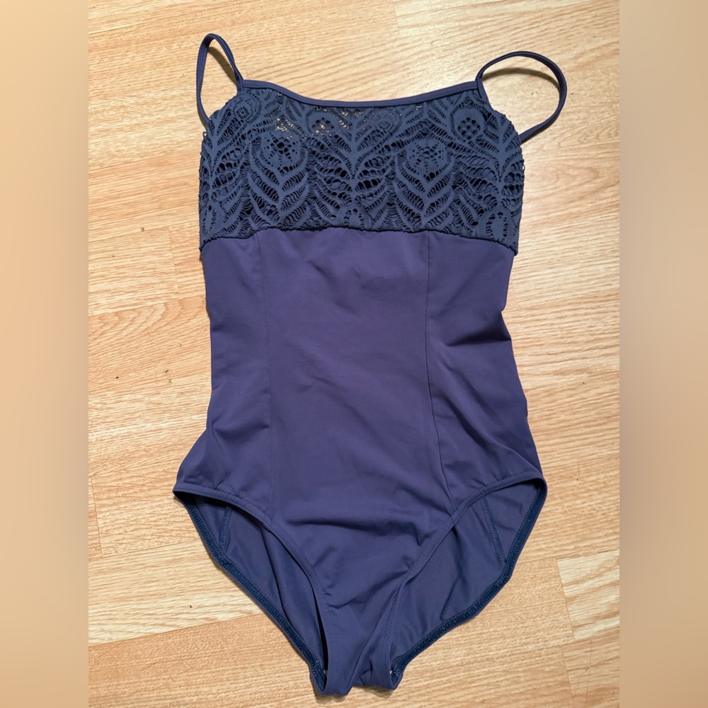 Mirella Navy Blue leotard with Lace Bust